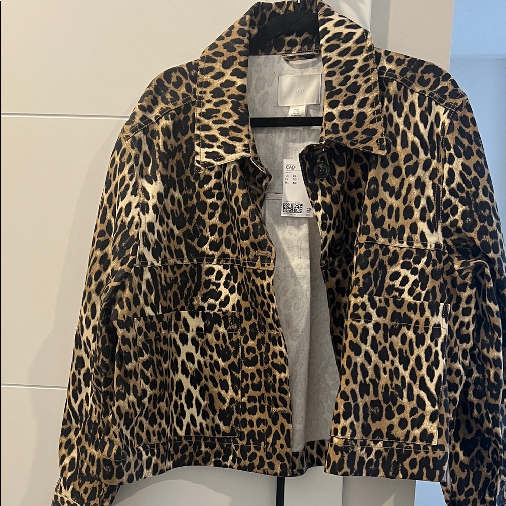 Leopard Print Cropped Jacket - Women's Animal Print Coat